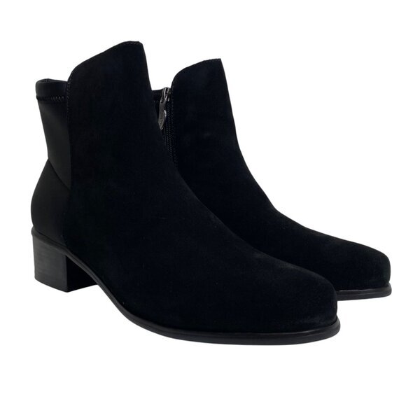 AquaDiva Women'sl Leather and Neoprene Water Resistant Ankle Boots Size 10 - Picture 2 of 11